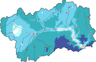 New snow in the last 72h + Modello 1 AINEVA (MOD1) data