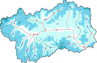 Snow depth + automatic weather station data (AWS) + Modello 1 AINEVA (MOD1) data below 2000 m