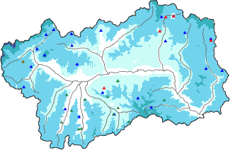 Snow depth + automatic weather station data (AWS) + Modello 1 AINEVA (MOD1) data above 2000 m