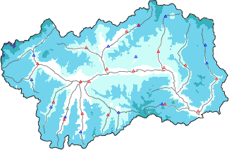 Snow depth + automatic weather station data (AWS) + Modello 1 AINEVA (MOD1) data below 2000 m