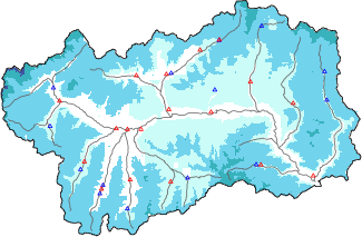 Snow depth + automatic weather station data (AWS) + Modello 1 AINEVA (MOD1) data below 2000 m