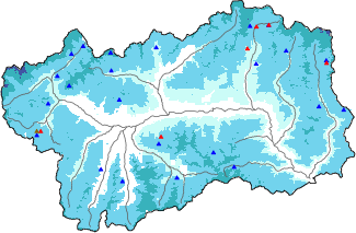Snow depth + automatic weather station data (AWS) + Modello 1 AINEVA (MOD1) data above 2000 m