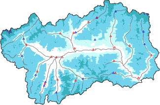 Snow depth + automatic weather station data (AWS) + Modello 1 AINEVA (MOD1) data below 2000 m