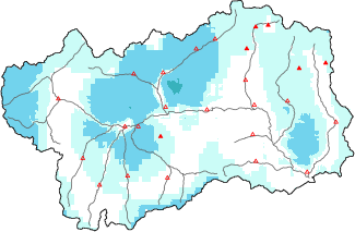 New snow in the last 24h + Modello 1 AINEVA (MOD1) data