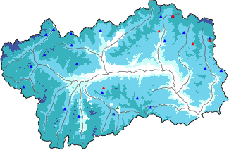 Hauter de neige + donn&eacute;es de station automatiques (AWS) + donn&eacute;es Modello 1 AINEVA (MOD1) au-dessus de 2000 m