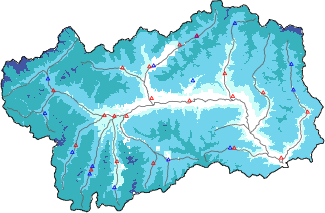 Hauter de neige + donn&eacute;es de station automatiques (AWS) + donn&eacute;es Modello 1 AINEVA (MOD1) au-dessous de 2000 m
