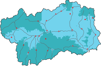Neige fra&icirc;che dans les derni&egrave;res 24h + donn&eacute;es Modello 1 AINEVA (MOD1)