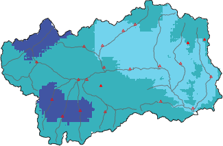 Neige fra&icirc;che dans les derni&egrave;res 72h + donn&eacute;es Modello 1 AINEVA (MOD1)
