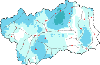 Neige fra&icirc;che dans les derni&egrave;res 24h + donn&eacute;es Modello 1 AINEVA (MOD1)