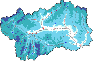 Hauter de neige + donn&eacute;es de station automatiques (AWS) + donn&eacute;es Modello 1 AINEVA (MOD1) au-dessous de 2000 m