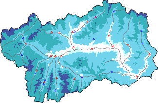 Hauter de neige + donn&eacute;es de station automatiques (AWS) + donn&eacute;es Modello 1 AINEVA (MOD1) au-dessous de 2000 m