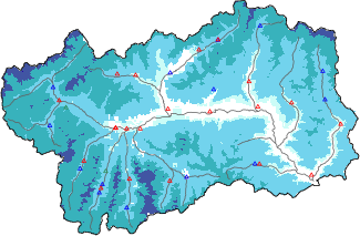 Hauter de neige + donn&eacute;es de station automatiques (AWS) + donn&eacute;es Modello 1 AINEVA (MOD1) au-dessous de 2000 m