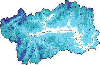 Hauter de neige + donn&eacute;es de station automatiques (AWS) + donn&eacute;es Modello 1 AINEVA (MOD1) au-dessus de 2000 m