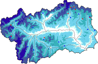 Hauter de neige + donn&eacute;es de station automatiques (AWS) + donn&eacute;es Modello 1 AINEVA (MOD1) au-dessus de 2000 m
