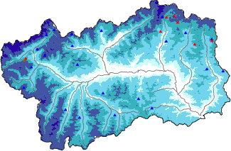 Hauter de neige + donn&eacute;es de station automatiques (AWS) + donn&eacute;es Modello 1 AINEVA (MOD1) au-dessus de 2000 m