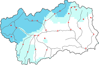 Neige fra&icirc;che dans les derni&egrave;res 24h + donn&eacute;es Modello 1 AINEVA (MOD1)