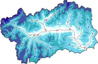 Hauter de neige + donn&eacute;es de station automatiques (AWS) + donn&eacute;es Modello 1 AINEVA (MOD1) au-dessous de 2000 m