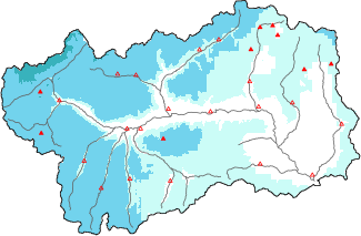 Neige fra&icirc;che dans les derni&egrave;res 24h + donn&eacute;es Modello 1 AINEVA (MOD1)