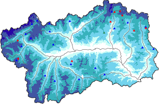 Hauter de neige + donn&eacute;es de station automatiques (AWS) + donn&eacute;es Modello 1 AINEVA (MOD1) au-dessus de 2000 m