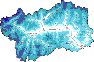 Hauter de neige + donn&eacute;es de station automatiques (AWS) + donn&eacute;es Modello 1 AINEVA (MOD1) au-dessous de 2000 m