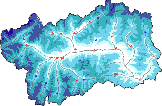 Hauter de neige + donn&eacute;es de station automatiques (AWS) + donn&eacute;es Modello 1 AINEVA (MOD1) au-dessous de 2000 m