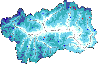 Hauter de neige + donn&eacute;es de station automatiques (AWS) + donn&eacute;es Modello 1 AINEVA (MOD1) au-dessus de 2000 m