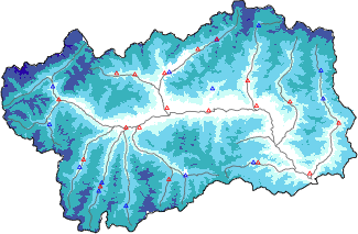 Hauter de neige + donn&eacute;es de station automatiques (AWS) + donn&eacute;es Modello 1 AINEVA (MOD1) au-dessous de 2000 m