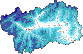 Hauter de neige + donn&eacute;es de station automatiques (AWS) + donn&eacute;es Modello 1 AINEVA (MOD1) au-dessous de 2000 m