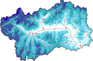 Hauter de neige + donn&eacute;es de station automatiques (AWS) + donn&eacute;es Modello 1 AINEVA (MOD1) au-dessous de 2000 m