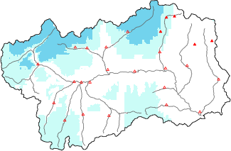 Neige fra&icirc;che dans les derni&egrave;res 24h + donn&eacute;es Modello 1 AINEVA (MOD1)
