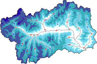 Hauter de neige + donn&eacute;es de station automatiques (AWS) + donn&eacute;es Modello 1 AINEVA (MOD1) au-dessous de 2000 m