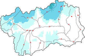 Neige fra&icirc;che dans les derni&egrave;res 72h + donn&eacute;es Modello 1 AINEVA (MOD1)
