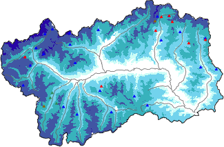 Hauter de neige + donn&eacute;es de station automatiques (AWS) + donn&eacute;es Modello 1 AINEVA (MOD1) au-dessus de 2000 m
