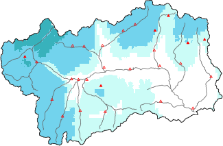 New snow in the last 72h + Modello 1 AINEVA (MOD1) data