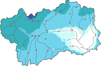 New snow in the last 72h + Modello 1 AINEVA (MOD1) data