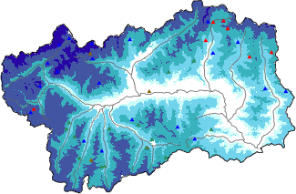 Altezza neve al suolo + dati stazioni automatiche (AWS) e Modelli 1 AINEVA (MOD1) oltre i 2000 m