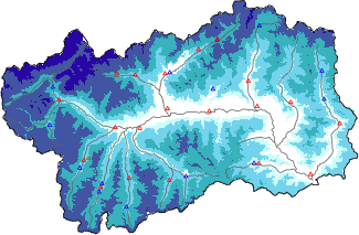 Altezza neve al suolo + dati stazioni automatiche (AWS) e Modelli 1 AINEVA (MOD1) sotto i 2000 m