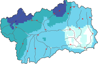 New snow in the last 72h + Modello 1 AINEVA (MOD1) data