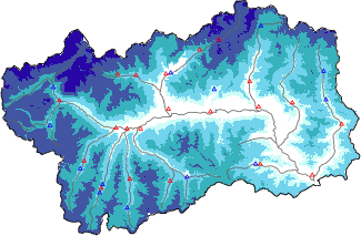 Snow depth + automatic weather station data (AWS) + Modello 1 AINEVA (MOD1) data below 2000 m