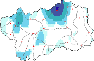 New snow in the last 72h + Modello 1 AINEVA (MOD1) data