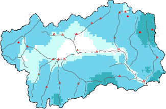 New snow in the last 72h + Modello 1 AINEVA (MOD1) data