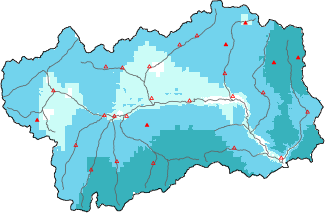 New snow in the last 72h + Modello 1 AINEVA (MOD1) data