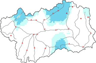 New snow in the last 72h + Modello 1 AINEVA (MOD1) data
