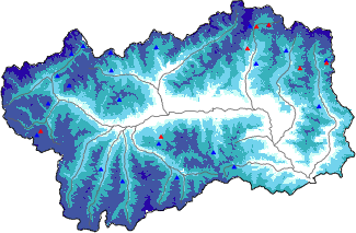 Snow depth + automatic weather station data (AWS) + Modello 1 AINEVA (MOD1) data above 2000 m