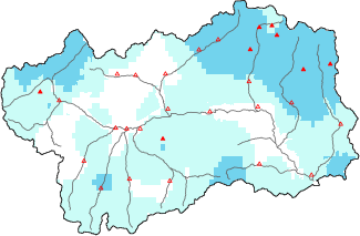 New snow in the last 24h + Modello 1 AINEVA (MOD1) data
