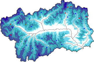 Snow depth + automatic weather station data (AWS) + Modello 1 AINEVA (MOD1) data above 2000 m