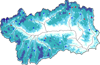 Snow depth + automatic weather station data (AWS) + Modello 1 AINEVA (MOD1) data above 2000 m