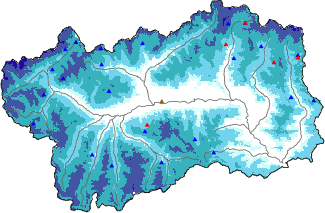 Snow depth + automatic weather station data (AWS) + Modello 1 AINEVA (MOD1) data above 2000 m