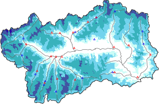 Snow depth + automatic weather station data (AWS) + Modello 1 AINEVA (MOD1) data below 2000 m