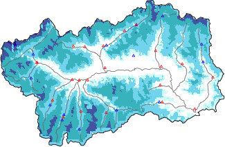 Snow depth + automatic weather station data (AWS) + Modello 1 AINEVA (MOD1) data below 2000 m